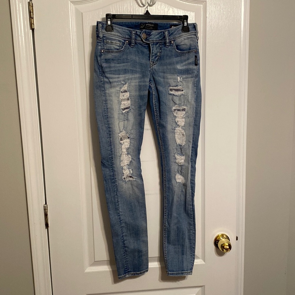 Silver Tuesday Low Skinny Distressed Jeans size 26Wx31L